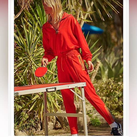 Free People Friday Love Retro Joggers in Red. Size Small. NWOT - Picture 2 of 6